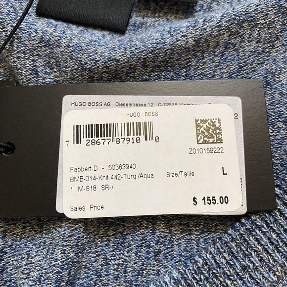 NWT HUGO BOSS Black Label Mens L Blue Slim Fit V-Neck Knit Sweater Jumper Preppy - Picture 7 of 16